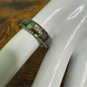 Abalone Shell Inlay Band Ring Size 9.5 Unisex